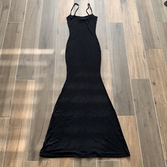 NEW SKIMS Ribbed Long Slipdress Black Small - Picture 3 of 5